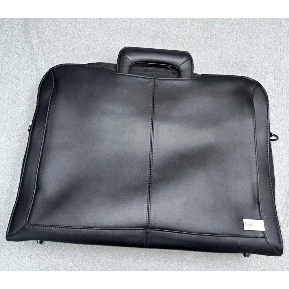 Dell Black Leather Padded Laptop Briefcase Bag for 15 in Laptop